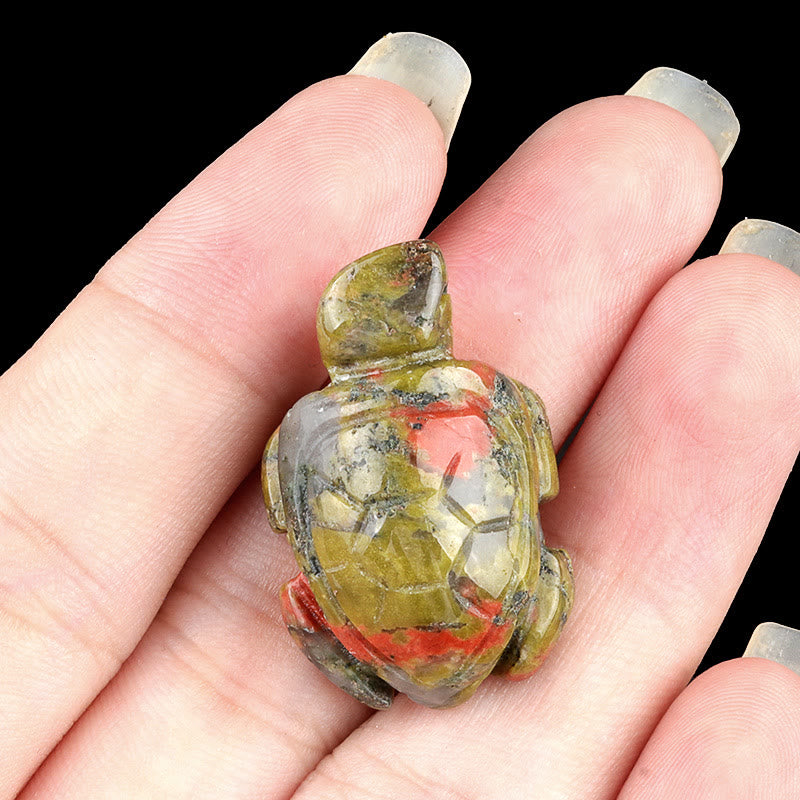 Olivenorma Natural Crystal Turtle Sculpture Gemstone Decoration With Card - Unakite - With Card - image 25