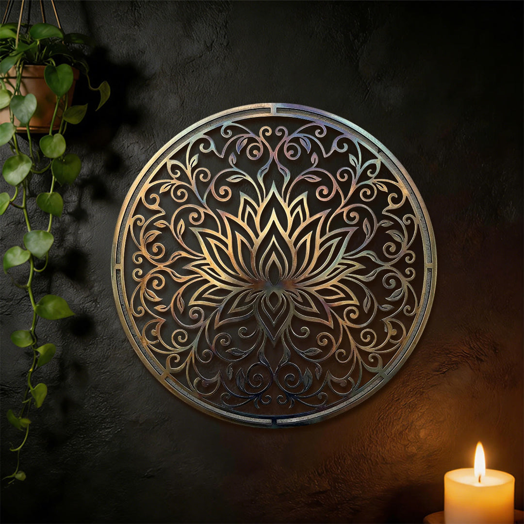 Olivenorma Lotus Mandala Hollow Vine 2D Metal Wall Decor - image 5
