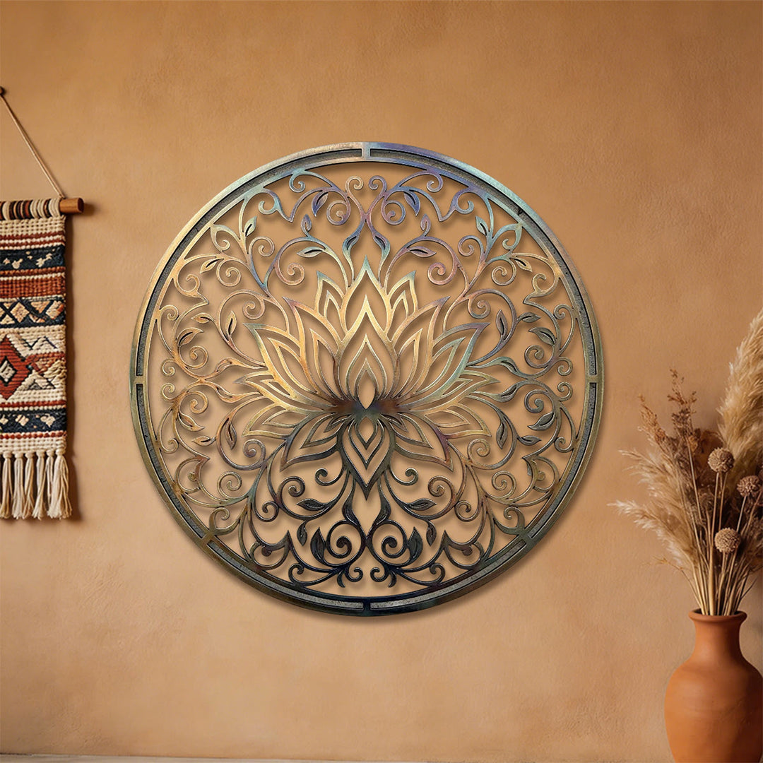 Olivenorma Lotus Mandala Hollow Vine 2D Metal Wall Decor - image 3