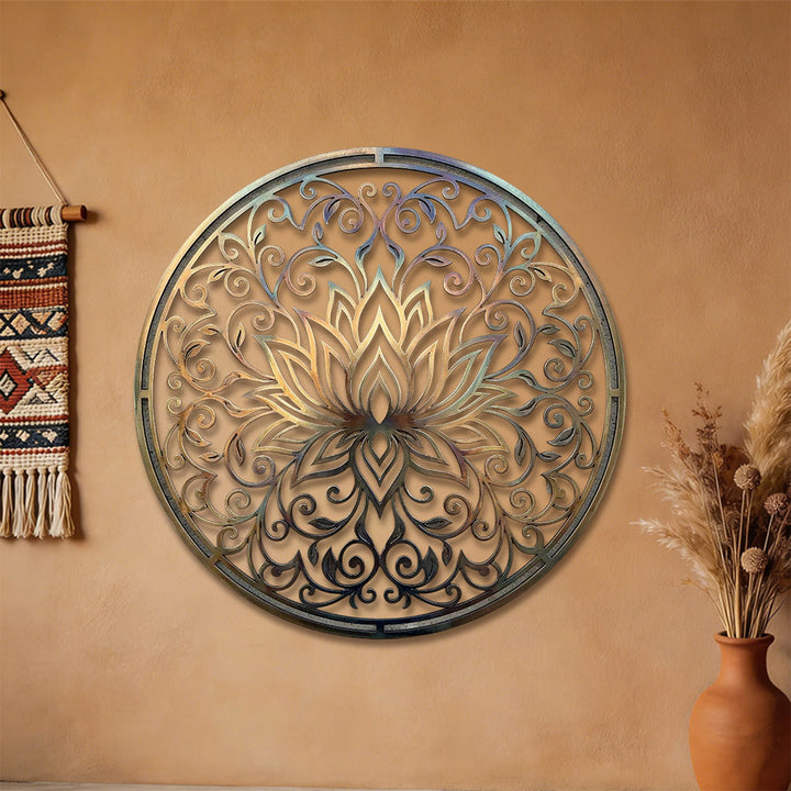 Olivenorma Lotus Mandala Hollow Vine 2D Metal Wall Decor - image 3