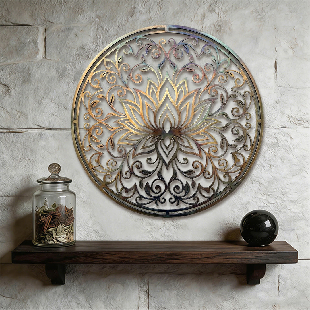 Olivenorma Lotus Mandala Hollow Vine 2D Metal Wall Decor - image 1