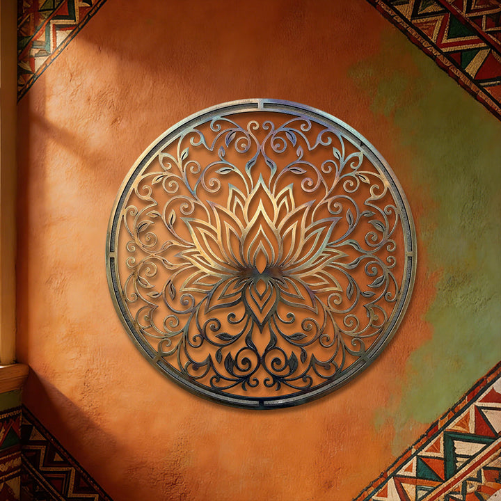 Olivenorma Lotus Mandala Hollow Vine 2D Metal Wall Decor - image 4