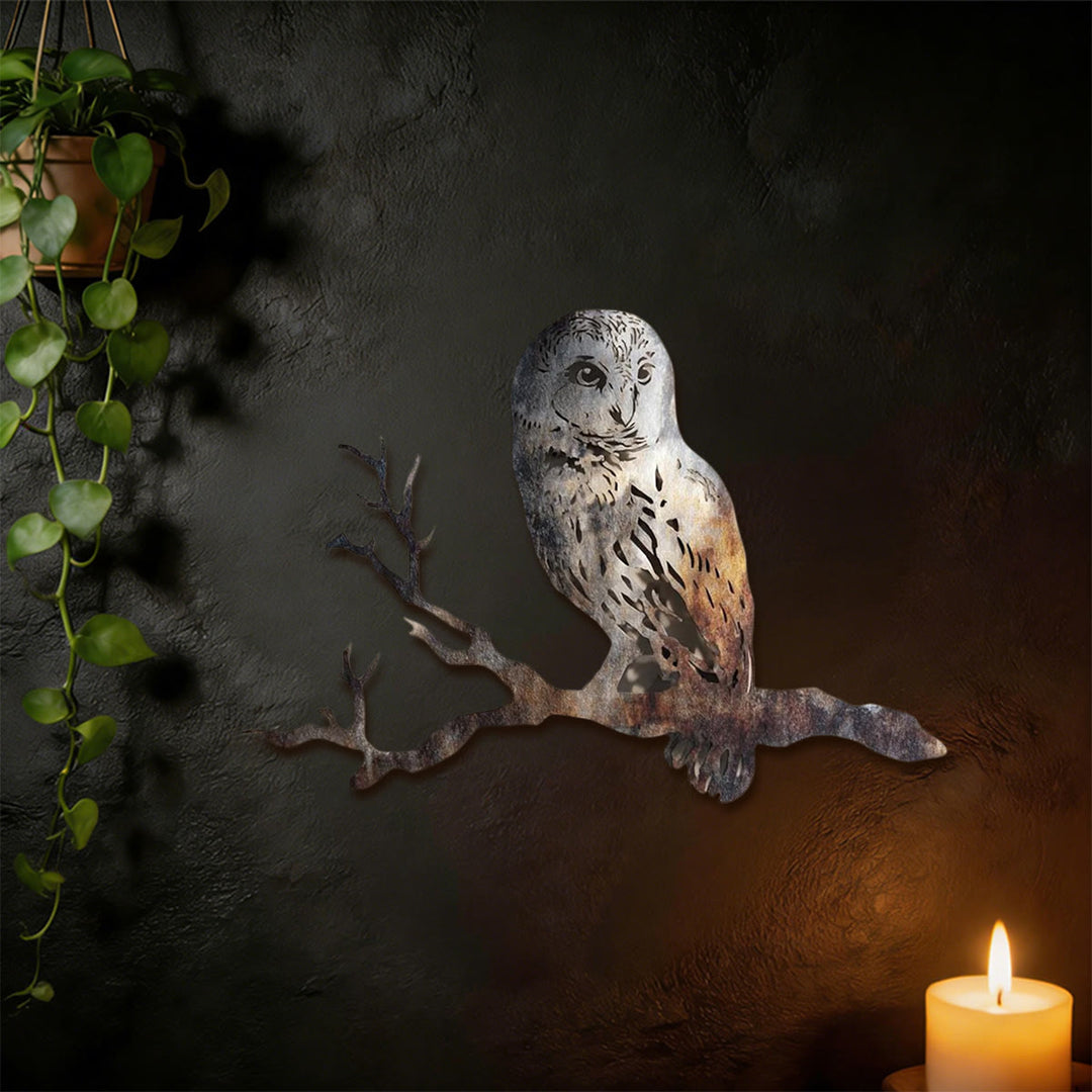 Olivenorma Rustic Owl On Branch Hollow Cutout 2D Metal Wall Decor - image 5