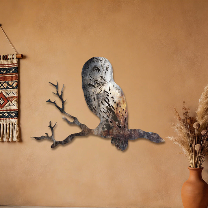 Olivenorma Rustic Owl On Branch Hollow Cutout 2D Metal Wall Decor - image 3