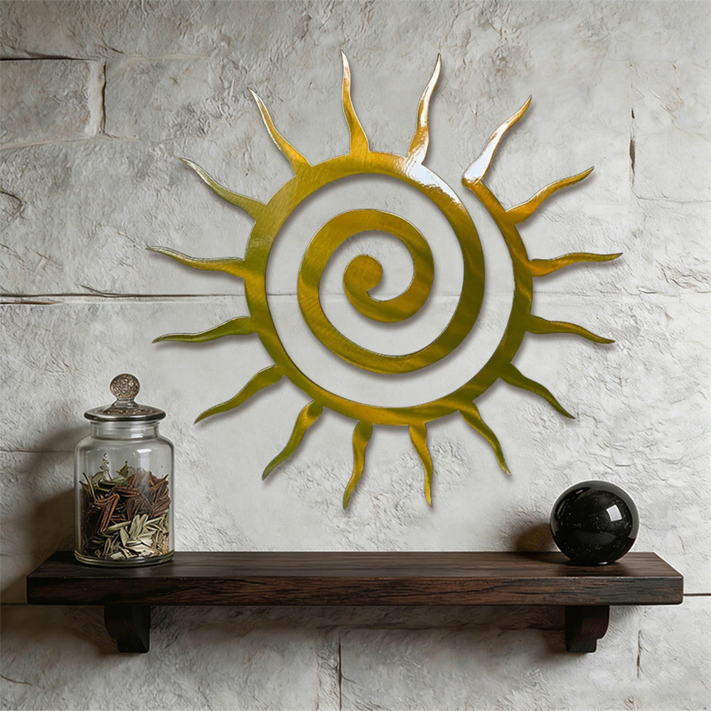 Olivenorma Golden Spiral Sun Ray Hollow 2D Metal Wall Decor - image 1