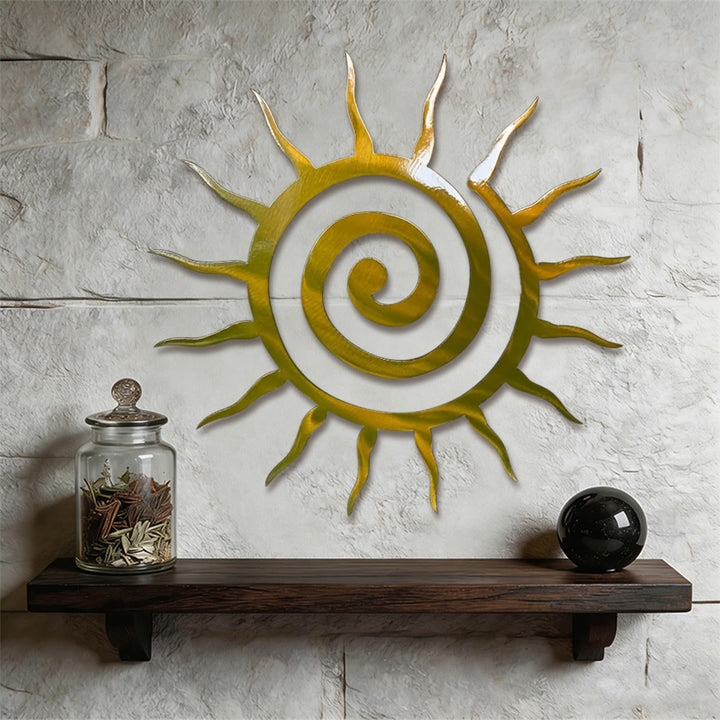 Olivenorma Golden Spiral Sun Ray Hollow 2D Metal Wall Decor - image 1