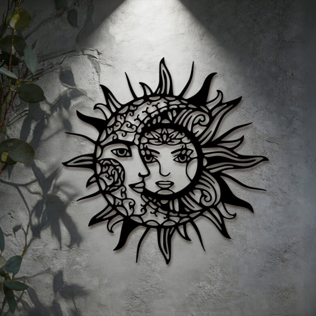 Olivenorma Boho Sun Moon Face Hollow 2D Metal Wall Decor - image 5