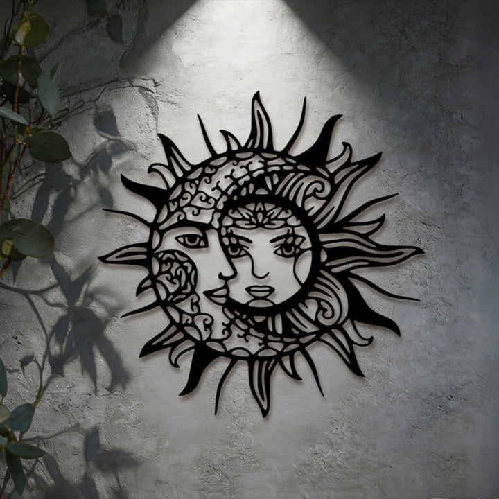 Olivenorma Boho Sun Moon Face Hollow 2D Metal Wall Decor - image 5
