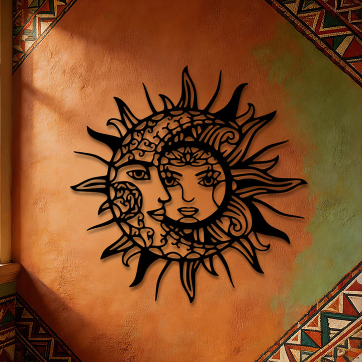 Olivenorma Boho Sun Moon Face Hollow 2D Metal Wall Decor - image 4