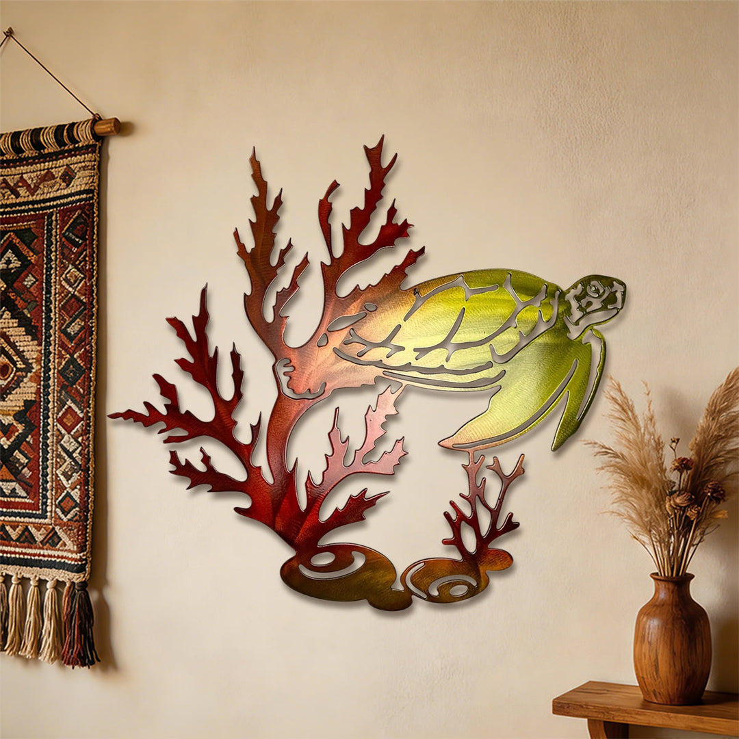 Olivenorma Gradient Coral Sea Turtle Hollow 2D Metal Wall Decor - image 7