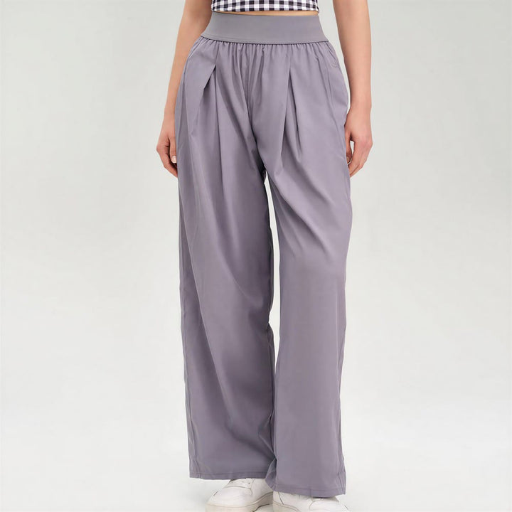 Olivenorma Wide-Leg Long Pants Polyester Spandex Women's Pants - Rhino Grey - image 7