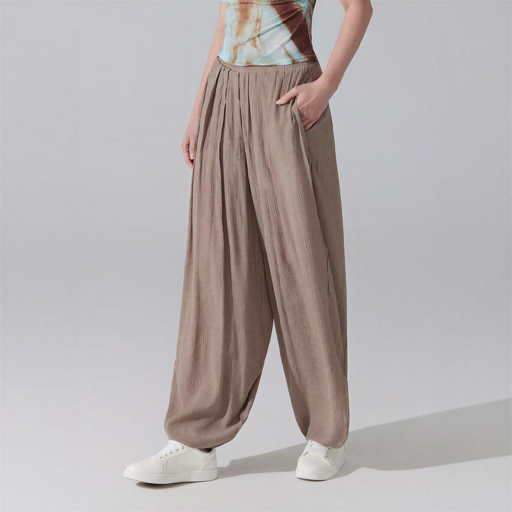 Olivenorma Harem Pants Crinkled Cotton Polyester Women's Pants - image 2