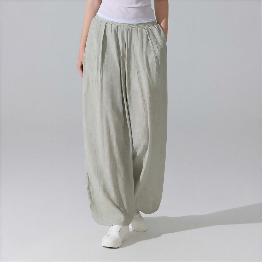 Olivenorma Harem Pants Crinkled Cotton Polyester Women's Pants - image 4