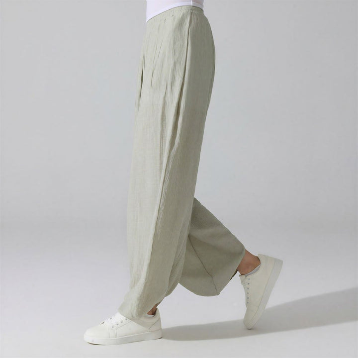 Olivenorma Harem Pants Crinkled Cotton Polyester Women's Pants - Teal Green - image 3