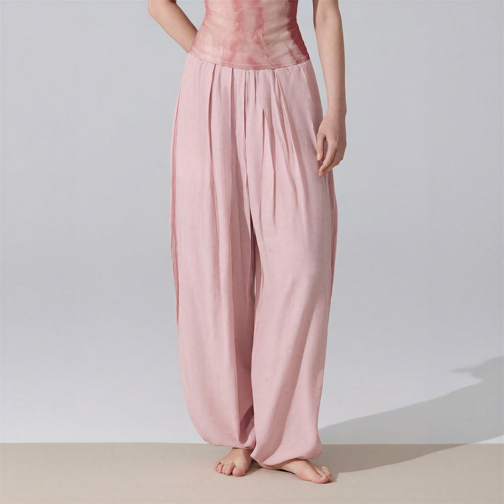 Olivenorma Harem Pants Crinkled Cotton Polyester Women's Pants - Blush Pink - image 8