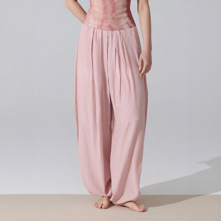 Olivenorma Harem Pants Crinkled Cotton Polyester Women's Pants - Blush Pink - image 8