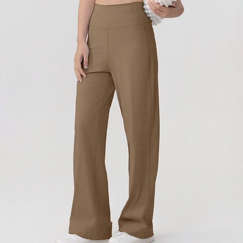 Olivenorma Wide Leg Nylon Spandex Women's Pants - Light Coffee - image 6