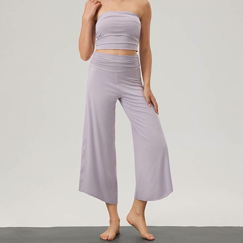 Olivenorma Wide Leg Pants 71% Modal,25% Polyester,4% Spandex Women's Pants - Purple - Set - L - image 4