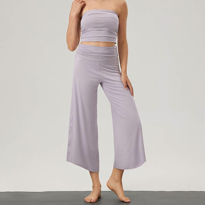 Olivenorma Wide Leg Pants 71% Modal,25% Polyester,4% Spandex Women's Pants - Purple - Set - L - image 4