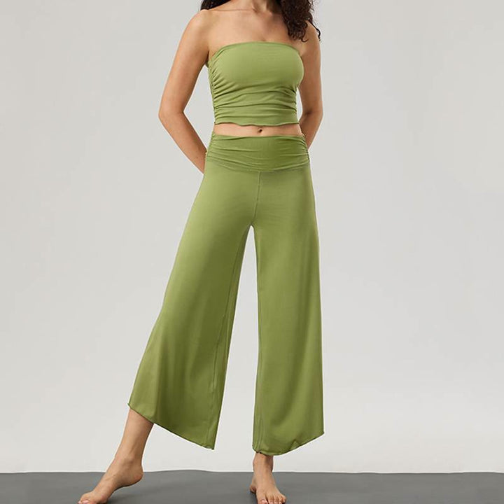 Olivenorma Wide Leg Pants 71% Modal,25% Polyester,4% Spandex Women's Pants - Green - Set - L - image 0