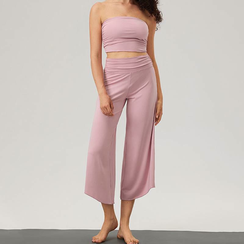 Olivenorma Wide Leg Pants 71% Modal,25% Polyester,4% Spandex Women's Pants - Pink - Set - L - image 2