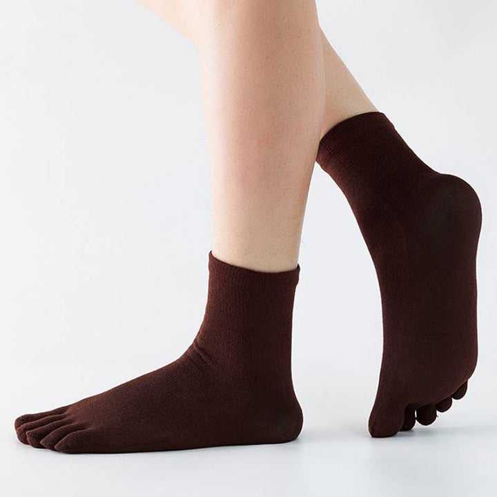 Olivenorma Crew Five Toe Socks Men's Yoga Socks - Coffee - 10 Pairs - image 6