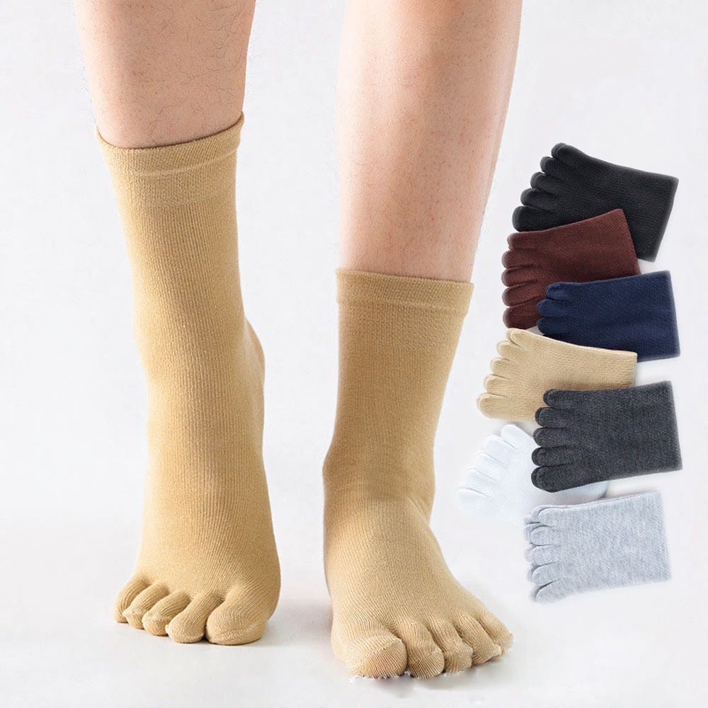 Olivenorma Crew Five Toe Socks Men's Yoga Socks - Beige - 10 Pairs - image 0