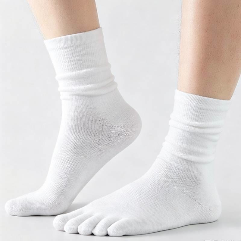 Olivenorma Crew Five Toe Socks Men's Yoga Socks - White - 10 Pairs - image 2