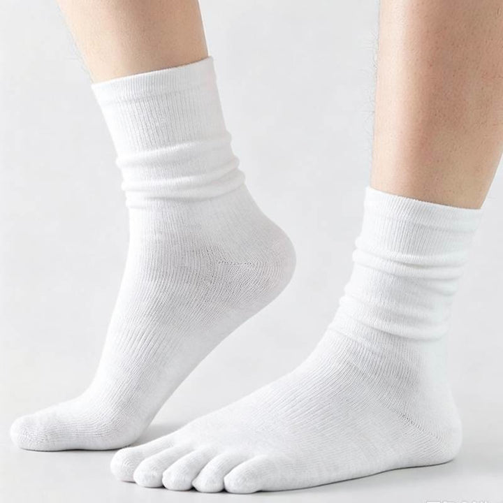 Olivenorma Crew Five Toe Socks Men's Yoga Socks - White - 10 Pairs - image 2