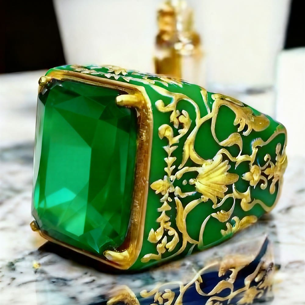 FREE Today: Blue Zircon Turkish Ottoman Jewelry Ring - Green Zircon - US 13 - image 6