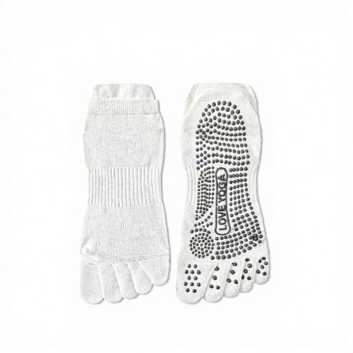 Olivenorma Five Toe Yoga Socks Polyester Men's Yoga Socks - White - 10 Pairs - image 4