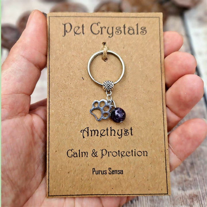 FREE Today: Handmade Pet Collar Crystals for Calm Protection Keychain - Amethyst - image 7