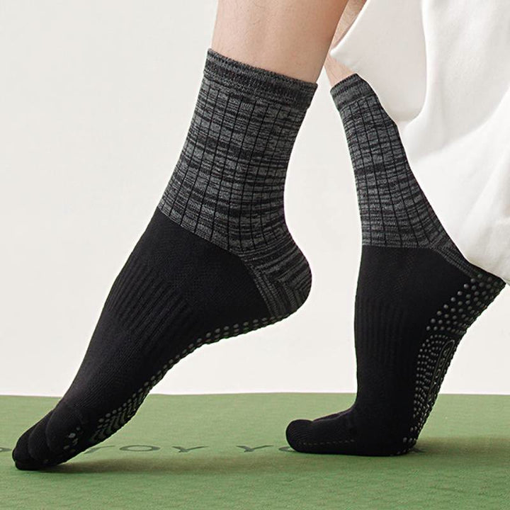 Olivenorma Crew Five Toe 100% Cotton Men's Yoga Socks - Black - 10 Pairs - image 0