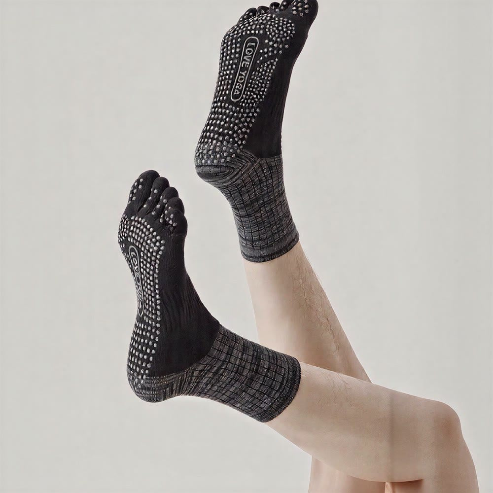 Olivenorma Crew Five Toe 100% Cotton Men's Yoga Socks - image 2