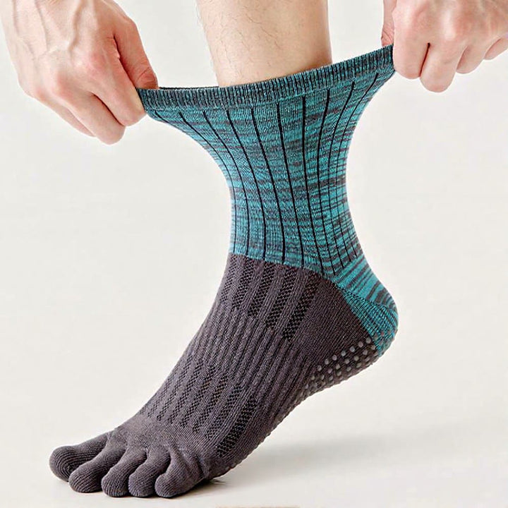 Olivenorma Crew Five Toe 100% Cotton Men's Yoga Socks - Dark Grey - 10 Pairs - image 7