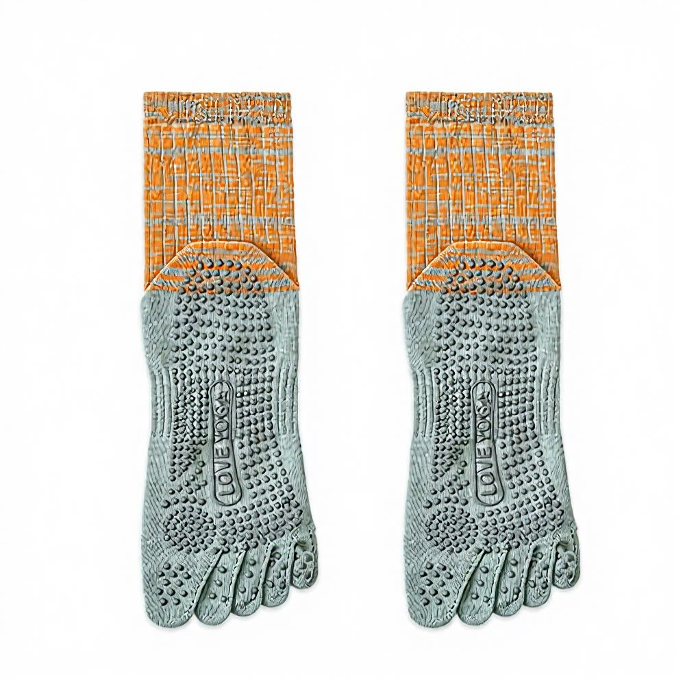 Olivenorma Crew Five Toe 100% Cotton Men's Yoga Socks - Sage Green - 10 Pairs - image 5