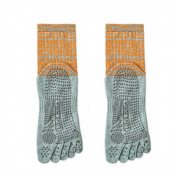 Olivenorma Crew Five Toe 100% Cotton Men's Yoga Socks - Sage Green - 10 Pairs - image 5