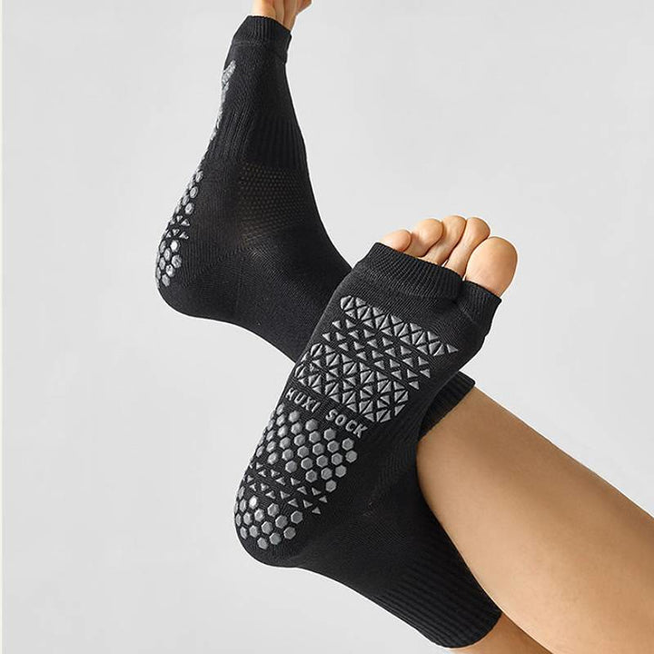 Olivenorma Crew Open Toe Nylon Men's Yoga Socks - Black - 10 Pairs - image 4