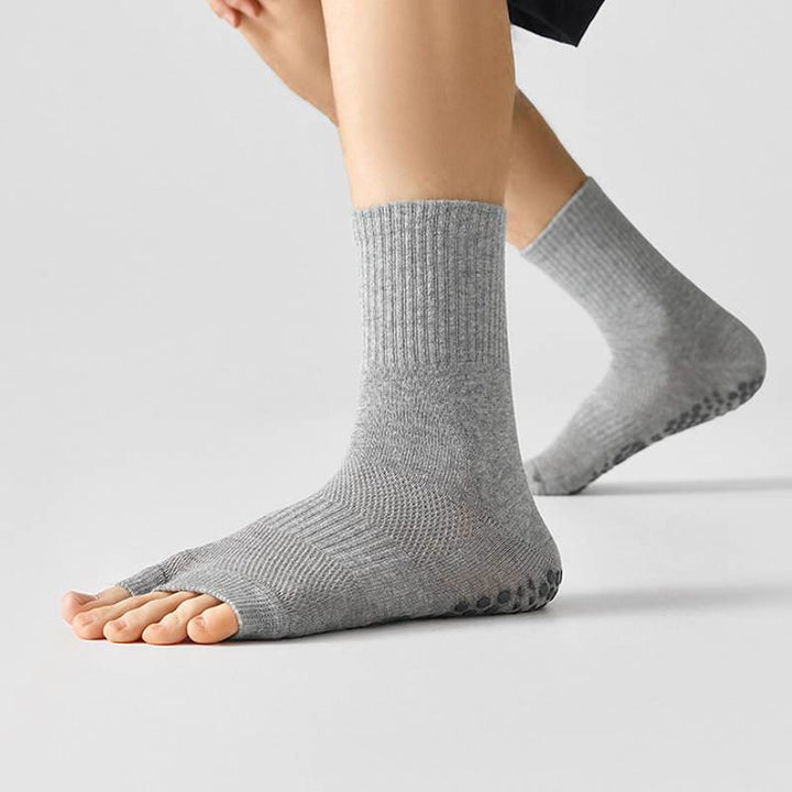 Olivenorma Crew Open Toe Nylon Men's Yoga Socks - Light Grey - 10 Pairs - image 7