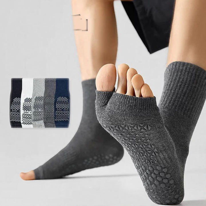 Olivenorma Crew Open Toe Nylon Men's Yoga Socks - Dark Grey - 10 Pairs - image 0