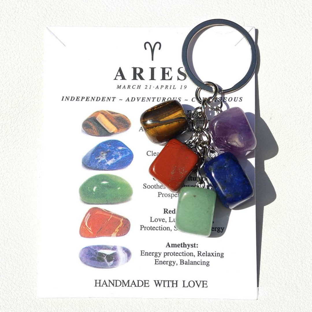 FREE Today: Handmade Natural Crystal Stone Zodiac Keychain - Aries - image 0