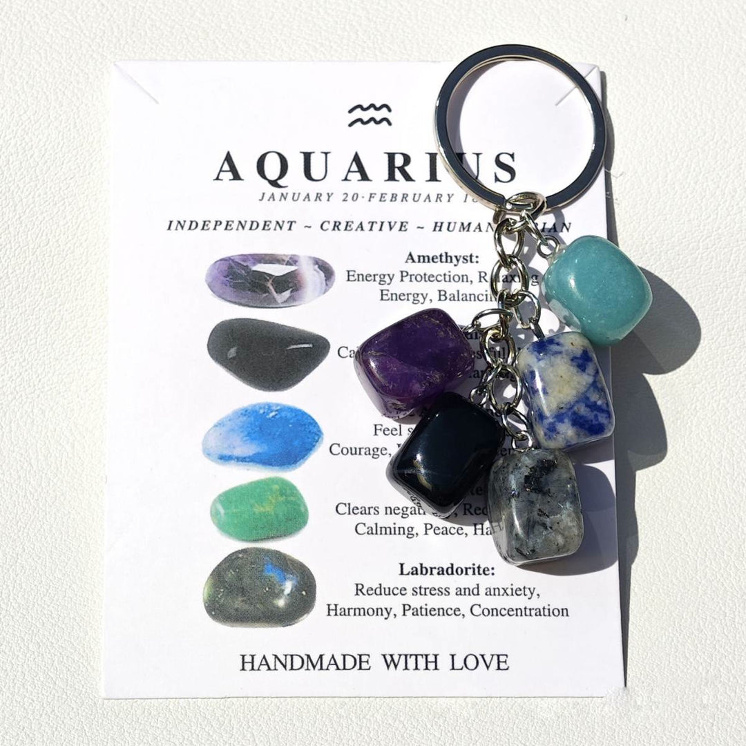 FREE Today: Handmade Natural Crystal Stone Zodiac Keychain - Aquarius - image 12