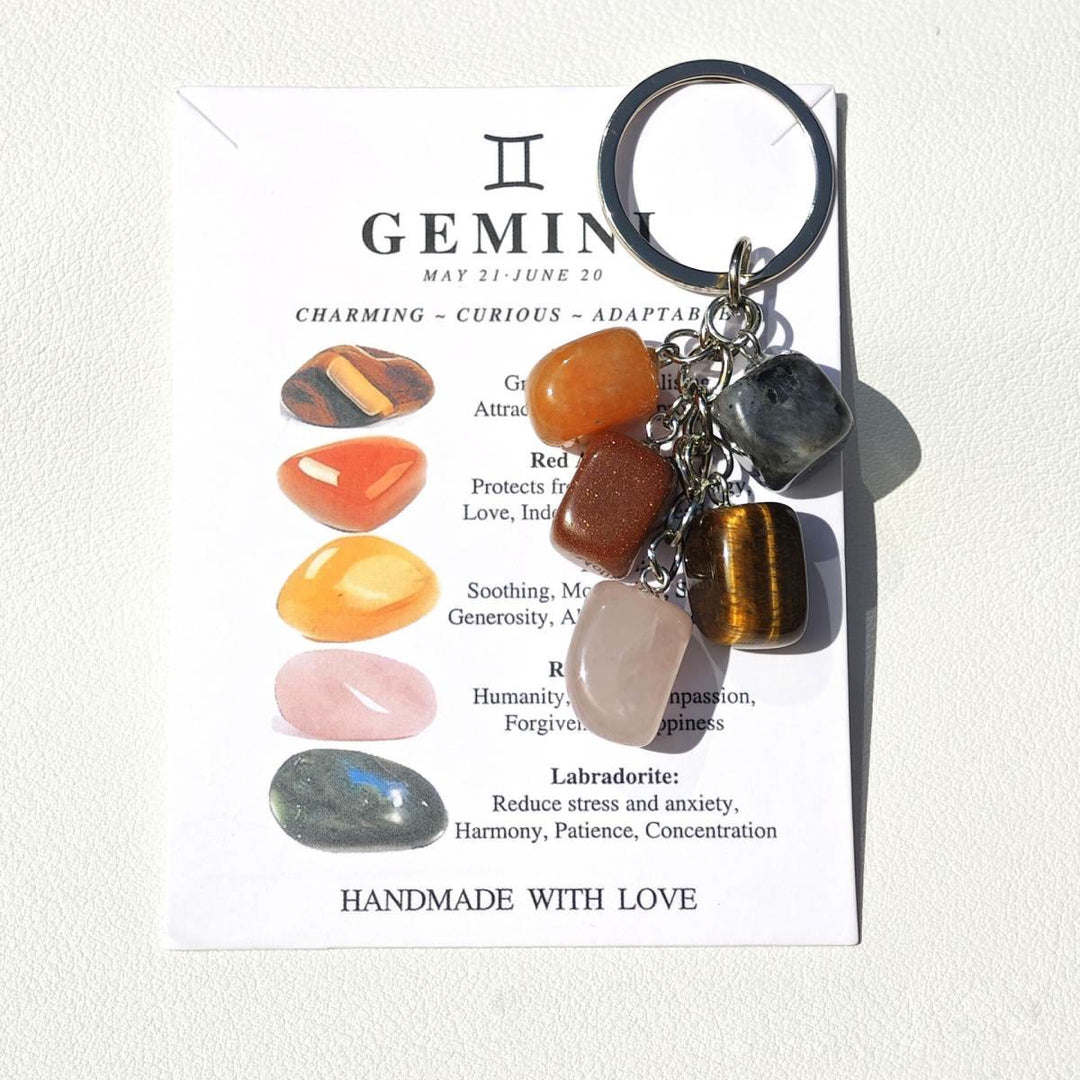 FREE Today: Handmade Natural Crystal Stone Zodiac Keychain - Gemini - image 3