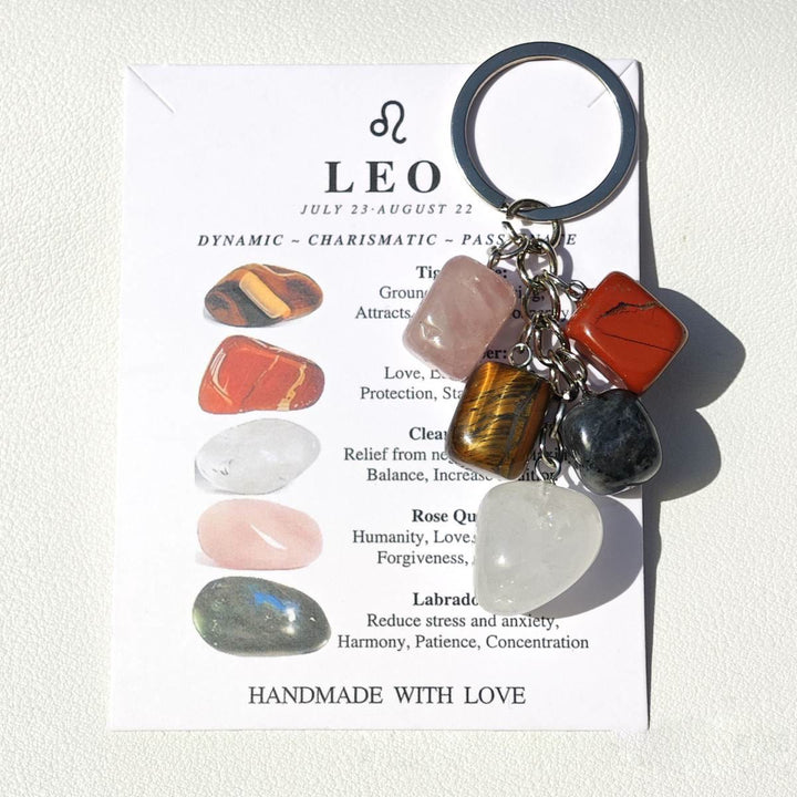 FREE Today: Handmade Natural Crystal Stone Zodiac Keychain - Leo - image 5