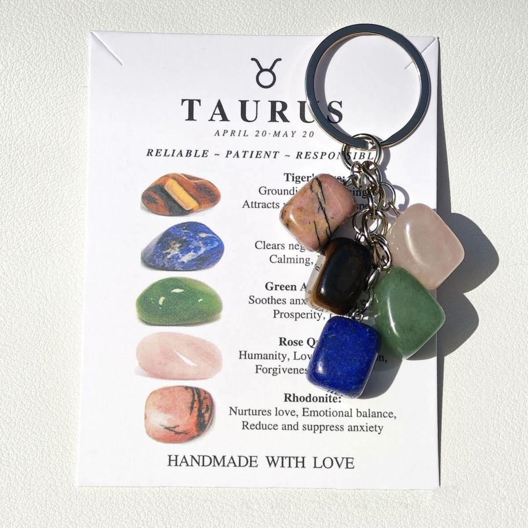 FREE Today: Handmade Natural Crystal Stone Zodiac Keychain - Taurus - image 2