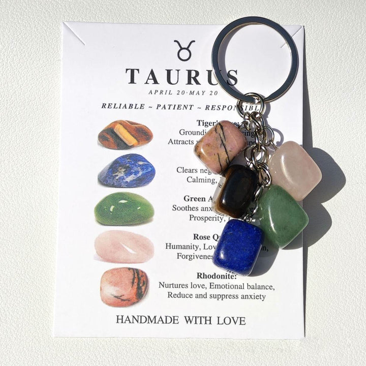 FREE Today: Handmade Natural Crystal Stone Zodiac Keychain - Taurus - image 2