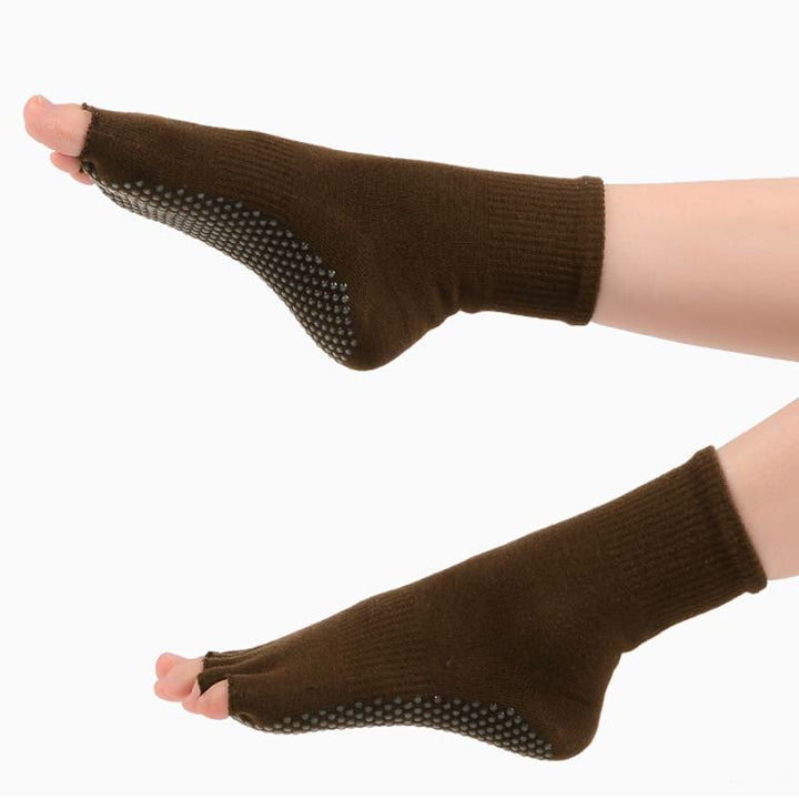 Olivenorma Crew Five Toe Cotton Blend Men's Yoga Socks - Chocolate - 10 Pairs - image 9