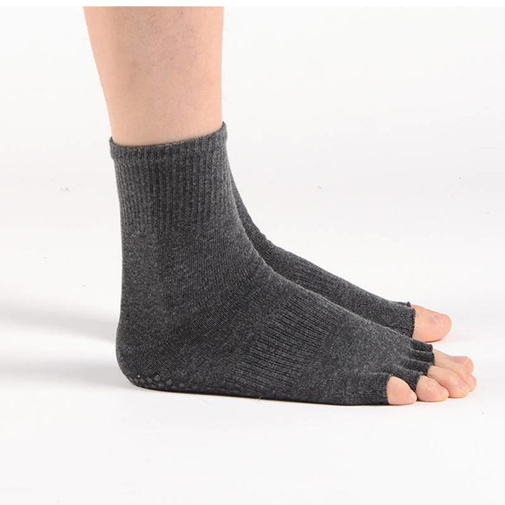 Olivenorma Crew Five Toe Cotton Blend Men's Yoga Socks - Dark Grey - 10 Pairs - image 5