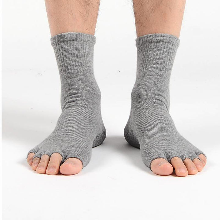 Olivenorma Crew Five Toe Cotton Blend Men's Yoga Socks - Light Grey - 10 Pairs - image 7