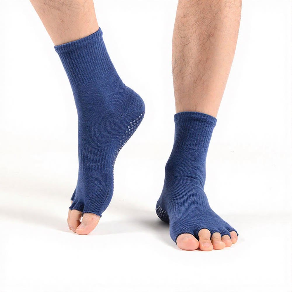 Olivenorma Crew Five Toe Cotton Blend Men's Yoga Socks - Blue - 10 Pairs - image 0